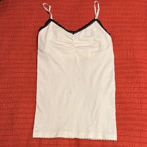 Cream Camisole with Black Lace Trim